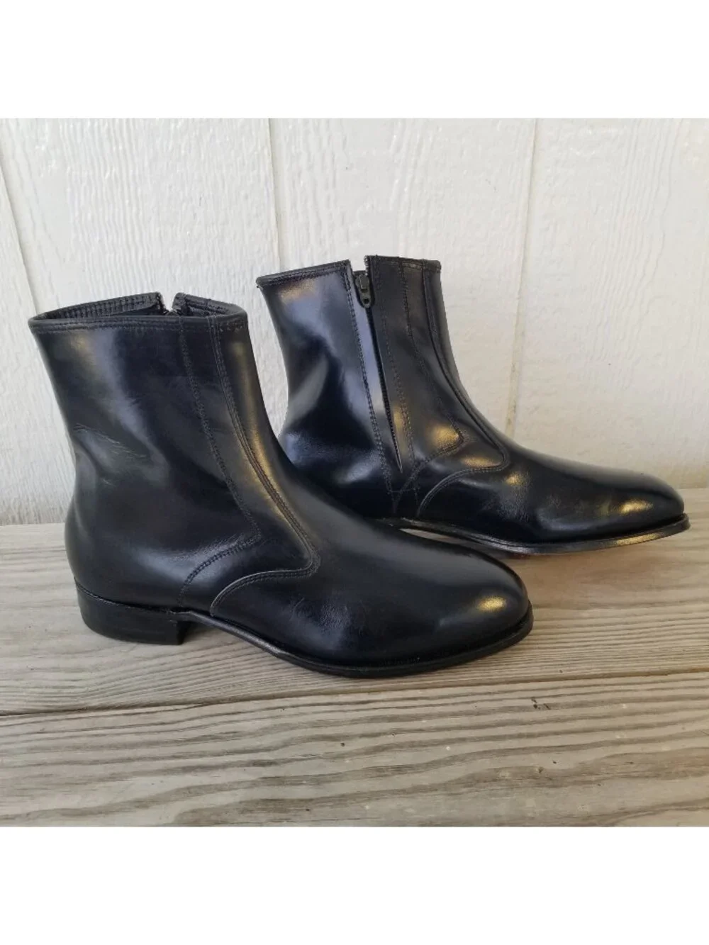 Lehigh Classic Mens Black Leather Ankle Side Zip Boots Steel Toe 9 E 1830 USA